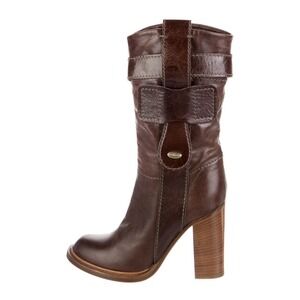 CHLOE Brown Leather Riding Boots Size 37 Never Worn